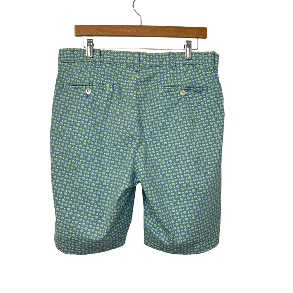 Polo Golf Ralph Lauren Mens Seashell Stars Chino Shorts Sz 34 Blue Green Preppy